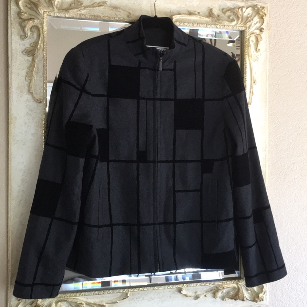 Carlisle blazer.Dark heather gray w/black velvet.6